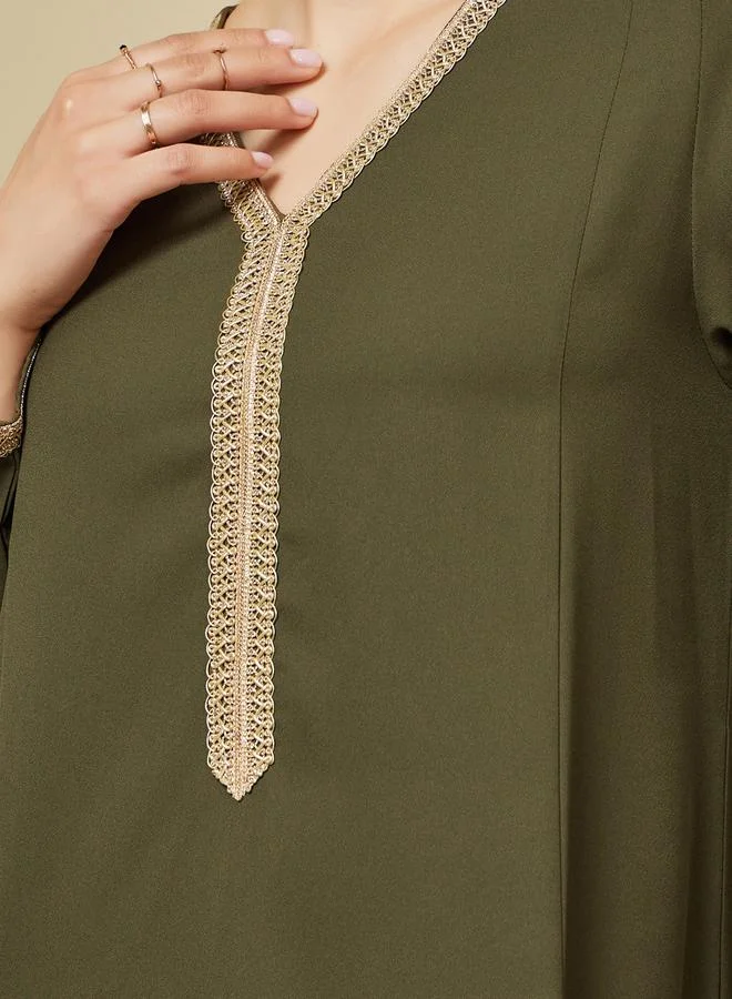 Styli Lace Insert Detail A-Line Jalabiya