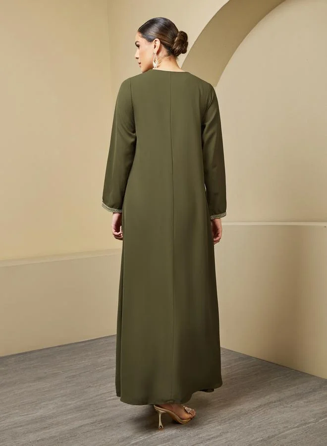 Styli Lace Insert Detail A-Line Jalabiya