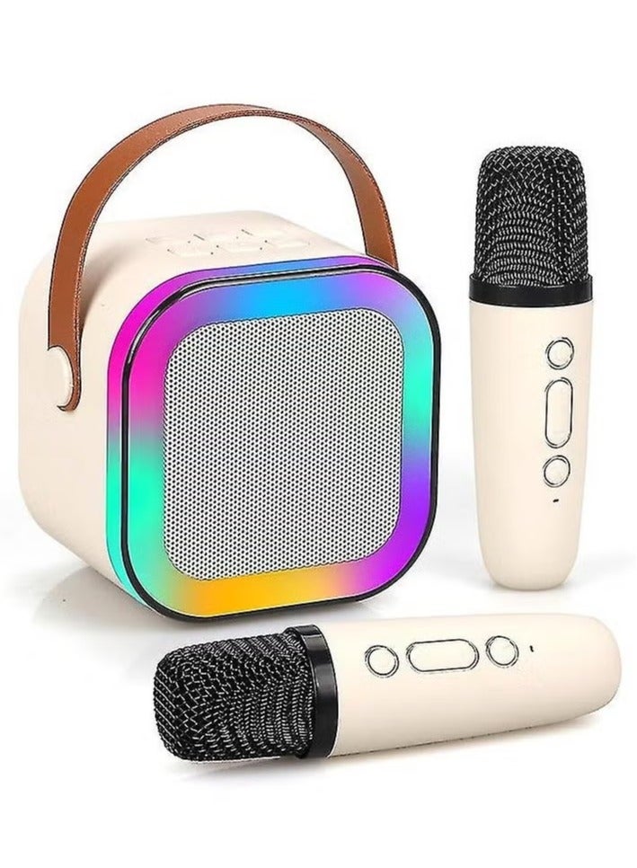 JAJEEK K12 Karaoke Machine with 2 Wireless Microphones – Portable Bluetooth Speaker System with LED Party Lights, Echo Control & Rechargeable Battery – Loud Sound for Singing Duets, Music Playback, Kids' Parties, Home Entertainment & Outdoor Events - Image 1