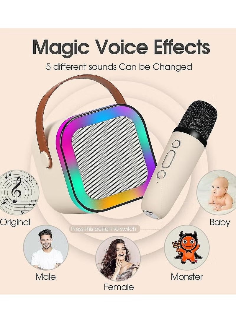 JAJEEK K12 Karaoke Machine with 2 Wireless Microphones – Portable Bluetooth Speaker System with LED Party Lights, Echo Control & Rechargeable Battery – Loud Sound for Singing Duets, Music Playback, Kids' Parties, Home Entertainment & Outdoor Events - Image 3