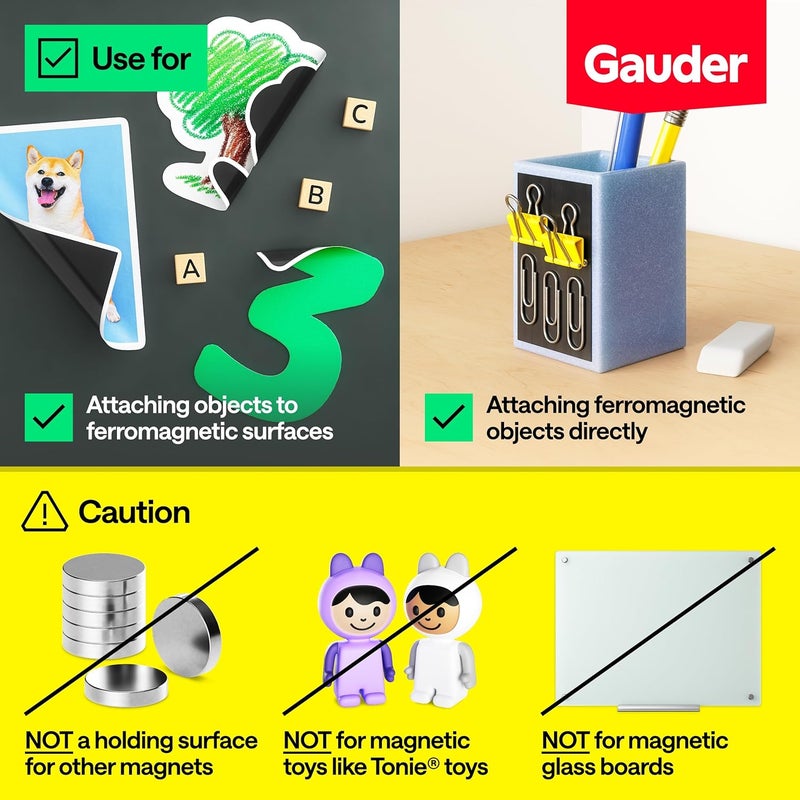 GAUDER Self-Adhesive Magnetic Sheet - Cut Out Magnetic Film for Photos, DIY and Signs - Adhesive Magnet for Home, School and Office (10 Pieces - DIN A5-210 x 148 mm) - Image 2