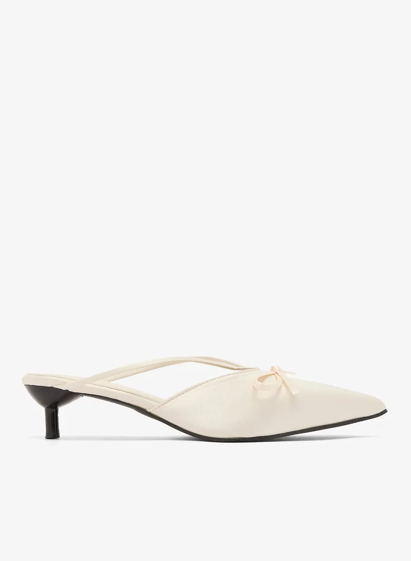 Ella White Kitten Heel Open Back Ballet Pumps for Women | Best Price UAE