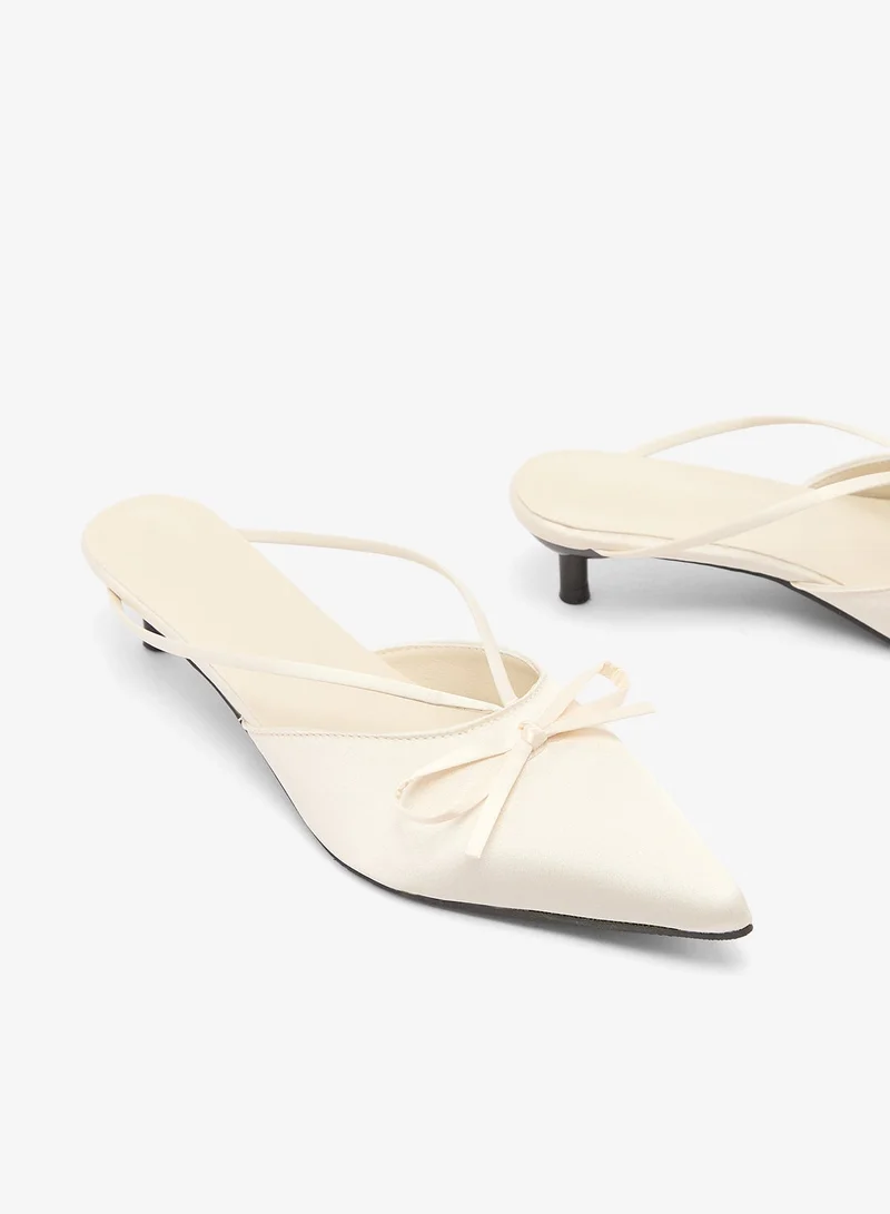 Ella White Kitten Heel Open Back Ballet Pumps for Women | Best Price UAE