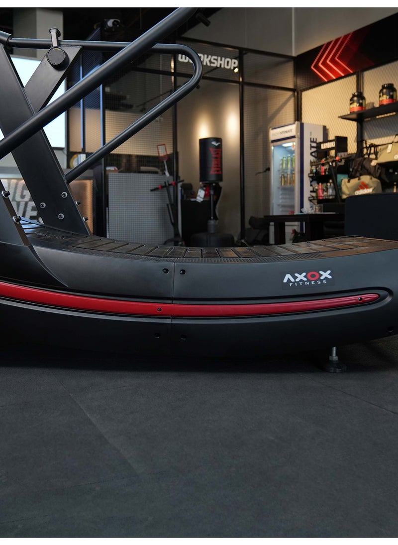 AXOX - Fitness Flexcurve Pro Treadmill – Curved Design, Low-Impact, Adjustable Speed, Real-Time Metrics, Durable Nylon Running Belt, 150Kg Capacity, Console Holder & Cup Holder - Image 1