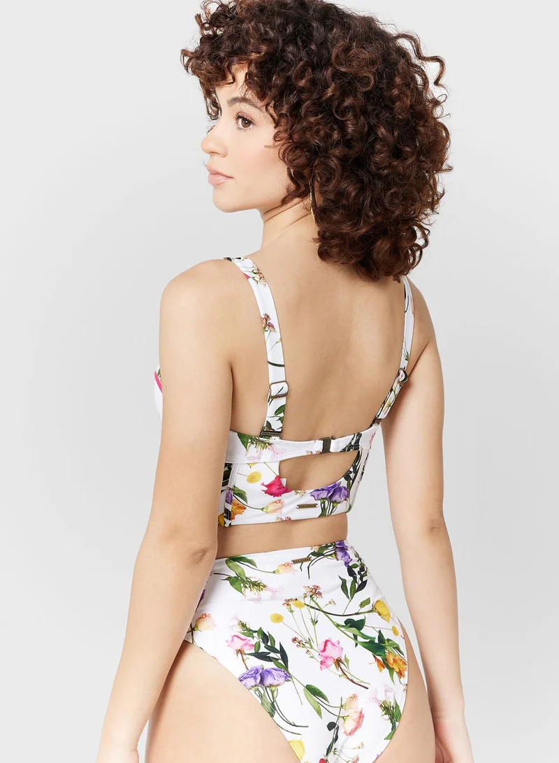 Ted Baker High Leg Printed Bikini Bottom