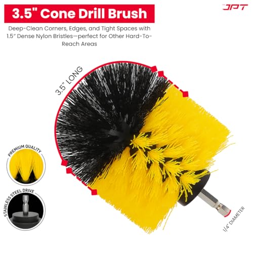JPT 4 Pieces Multi-Functional Scrubbing Drill Brush with 1/4" Hex Shank for Drill Attachment | Cleaning Brush for Bathroom, Tub, Tile, Corner, Floor, and More - Image 5