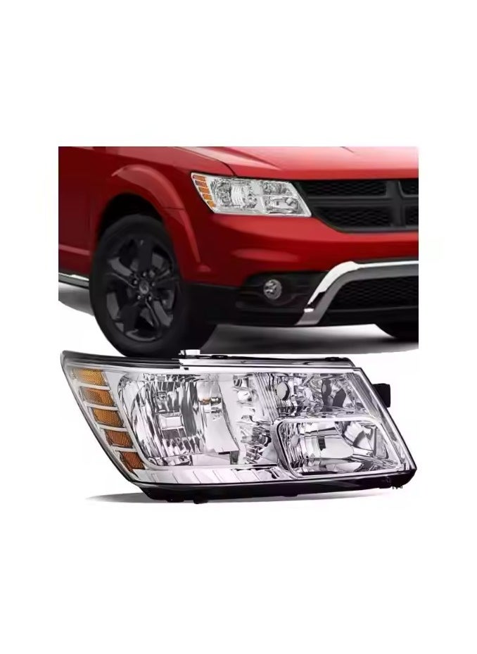 Generic Chrome Housing Headlamp Halogen Headlights Replacement Amber Corner for 2009-2018 Dodge Journey  - Image 1
