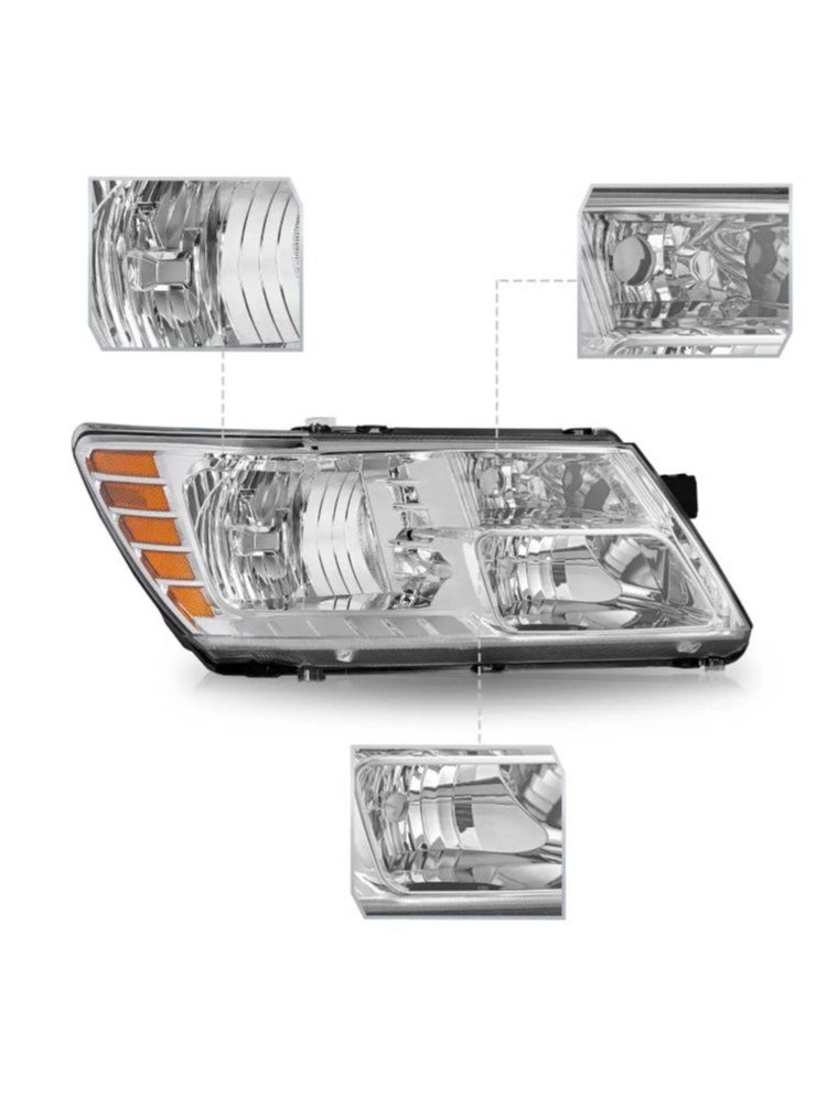 Generic Chrome Housing Headlamp Halogen Headlights Replacement Amber Corner for 2009-2018 Dodge Journey  - Image 3
