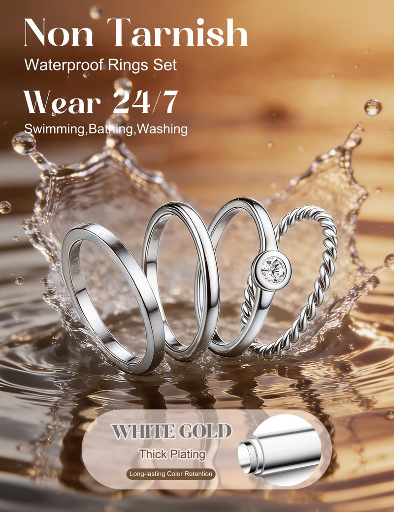 YADOCA 8pcs 2MM Stainless Steel Rings for Women Men 14K Gold Plated Stacking Rings Fashion Simple Plain Knuckle Stacking Midi Thumb Dainty Thin Heart Knot Stackable Statement Band Rings Set Size 5-11 - Image 3