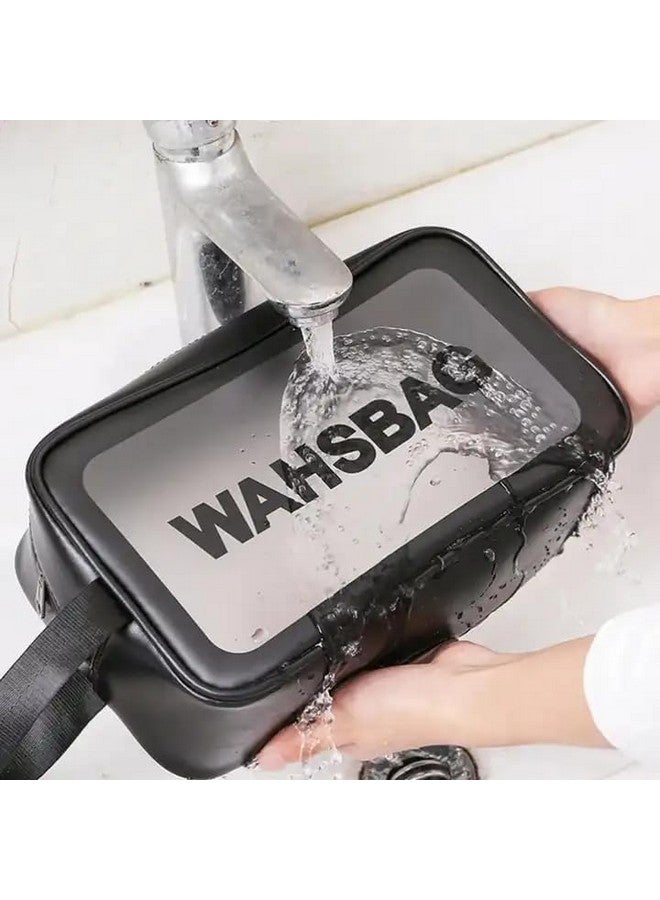 BSITFOW Makeup Organizer Bag Travel Organizer Pouch Cosmetic Organizer Bag for Women Transparent PVC Makeup Pouch for Women and Men Travel Accessories Carry on Travel Bag (Black, Washable) - Image 5