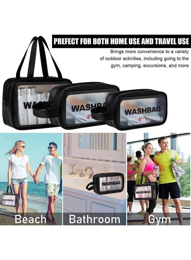 BSITFOW Makeup Organizer Bag Travel Organizer Pouch Cosmetic Organizer Bag for Women Transparent PVC Makeup Pouch for Women and Men Travel Accessories Carry on Travel Bag (Black, Washable) - Image 4