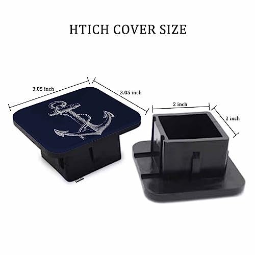 Beabes Anchor Tow Trailer Hitch Cover Plug Insert, Nautical Anchor with Rope Receiver Hitch Cover Tow Hitch Covers Compatible with Most Auto Cars Trucks for 2 Inch Receivers, Navy Blue - Image 2