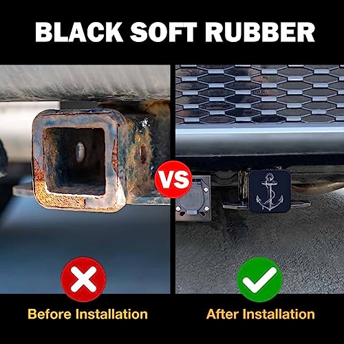 Beabes Anchor Tow Trailer Hitch Cover Plug Insert, Nautical Anchor with Rope Receiver Hitch Cover Tow Hitch Covers Compatible with Most Auto Cars Trucks for 2 Inch Receivers, Navy Blue - Image 5