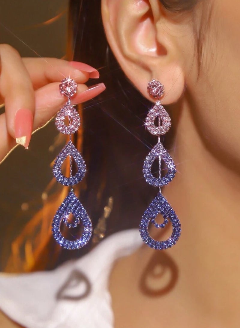 إيكوال حلق أذن نسائي طويل انيق وعصري مرصع بالزركون - Image 1