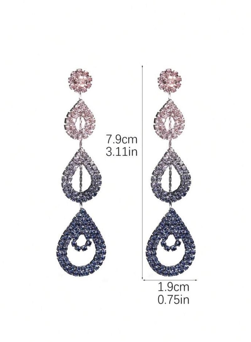 إيكوال حلق أذن نسائي طويل انيق وعصري مرصع بالزركون - Image 3