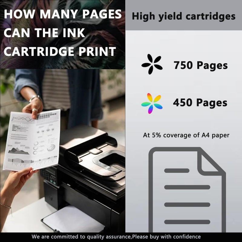 High Yield Black Ink Cartridge 6 Pack Compatible for DeskJet Printers - Image 4