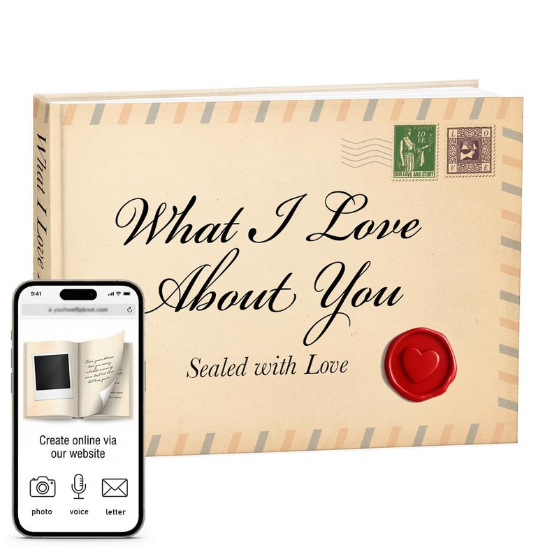 STOFINITY What I Love About You Book - Fill in The Blank Love Book for Couples, Personalized Sentimental Gifts for Boyfriend, Husband, Romantic Couple Gifts for Anniversary, Birthday, Valentine - Image 1