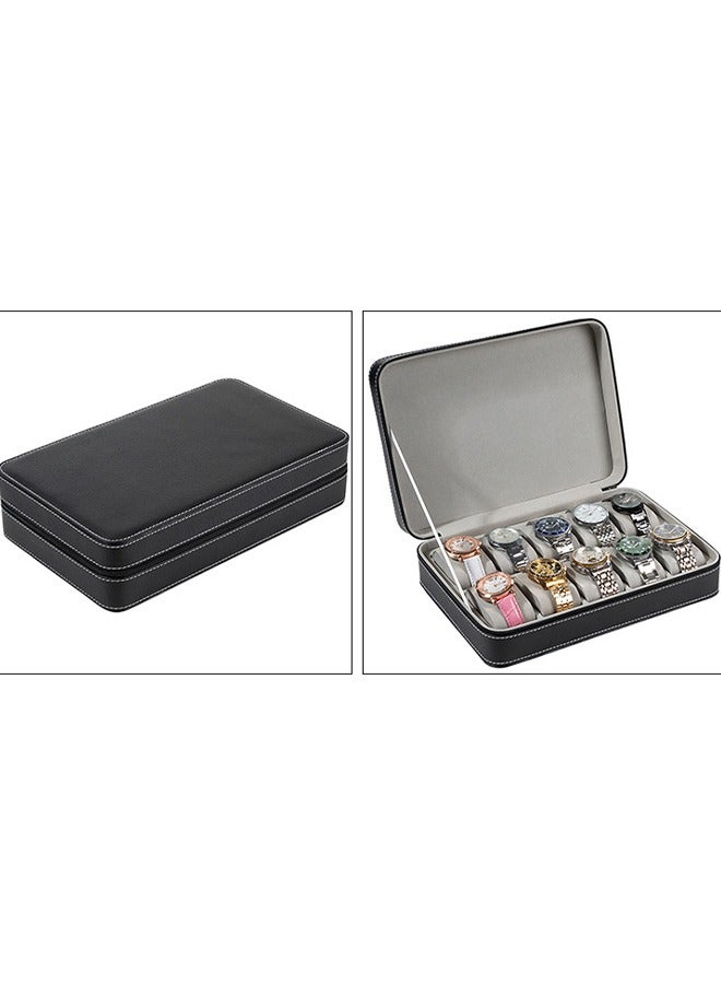 LEXIN 10-Slot Leather Watch Organizer Black - Image 2