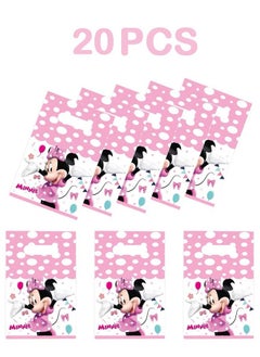 Party 20 Pieces Pack of 20 Cartoon Pink Minnie Mouse Birthday Party Supplies Cartoon Candy Bag Tote Bag Kids Gift Bag Adult Birthday Party Decorations  - Image 1