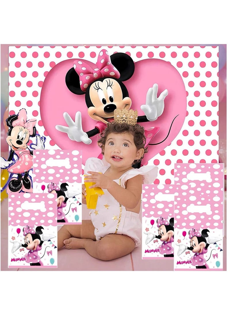 Party 20 Pieces Pack of 20 Cartoon Pink Minnie Mouse Birthday Party Supplies Cartoon Candy Bag Tote Bag Kids Gift Bag Adult Birthday Party Decorations  - Image 4