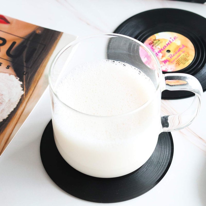 DuoMuo Funny Retro Record Coasters for Drinks with Vinyl Player Holder for Music Lovers Set of 6 Conversation Piece Sayings Drink Coaster Housewarming Hostess Wedding Registry Gift Ideas - Image 5