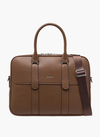 دوتشيني Mens' Logo Detail Laptop Bag with Top Handles and Zip Closure