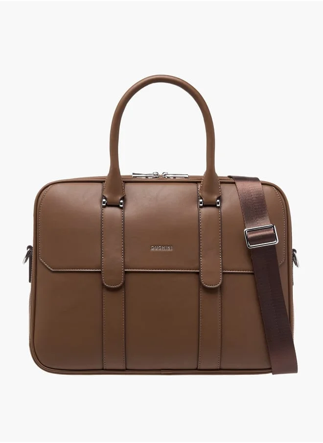 DUCHINI Mens' Logo Detail Laptop Bag with Top Handles and Zip Closure
