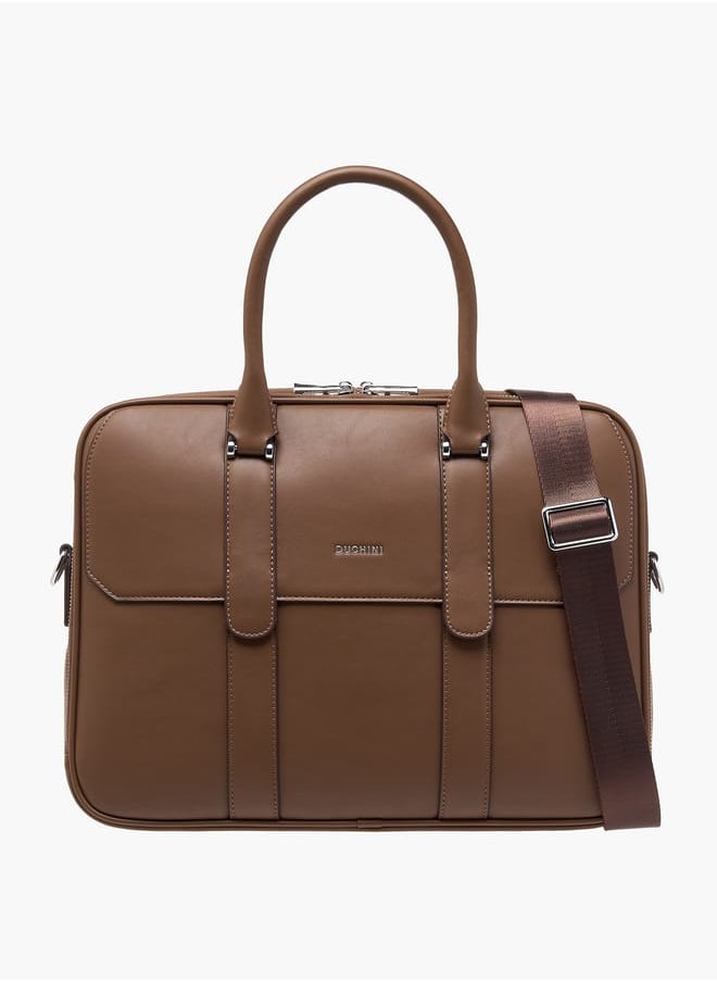 DUCHINI Mens' Logo Detail Laptop Bag with Top Handles and Zip Closure  - Image 1