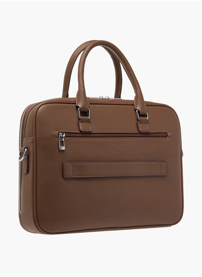 DUCHINI Mens' Logo Detail Laptop Bag with Top Handles and Zip Closure  - Image 3