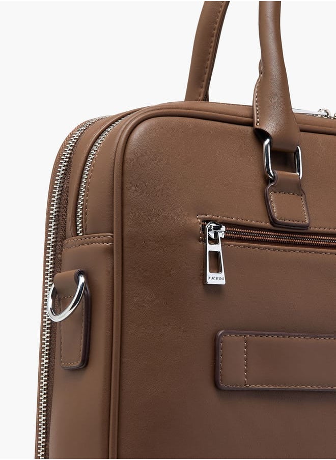 DUCHINI Mens' Logo Detail Laptop Bag with Top Handles and Zip Closure  - Image 5