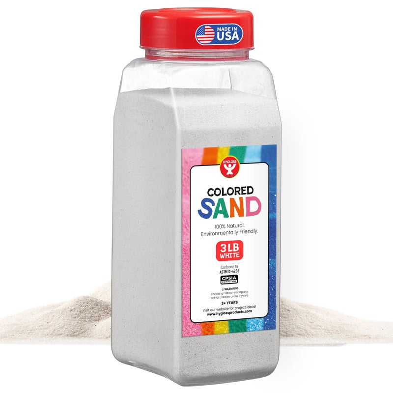Hygloss Colored Sand for Crafts â€“ 3 lb Bottle, White â€“ Vibrant Colorful Fine Sensory Play Sand Art Kits for Kids â€“ Classroom Activities for Children 3 4 5 6 7 8 9 10 11 12 â€“ Safe for Ages 3+ - Image 1