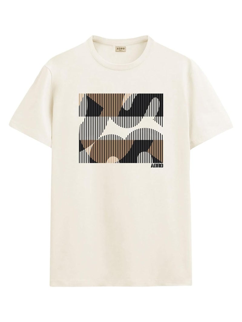 ADRO Men's Regular Fit T-Shirt with Abstract Camo Lines Design - 180 GSM Cotton Lycra Casual Half Sleeve Round Neck Graphic Tee - Image 1