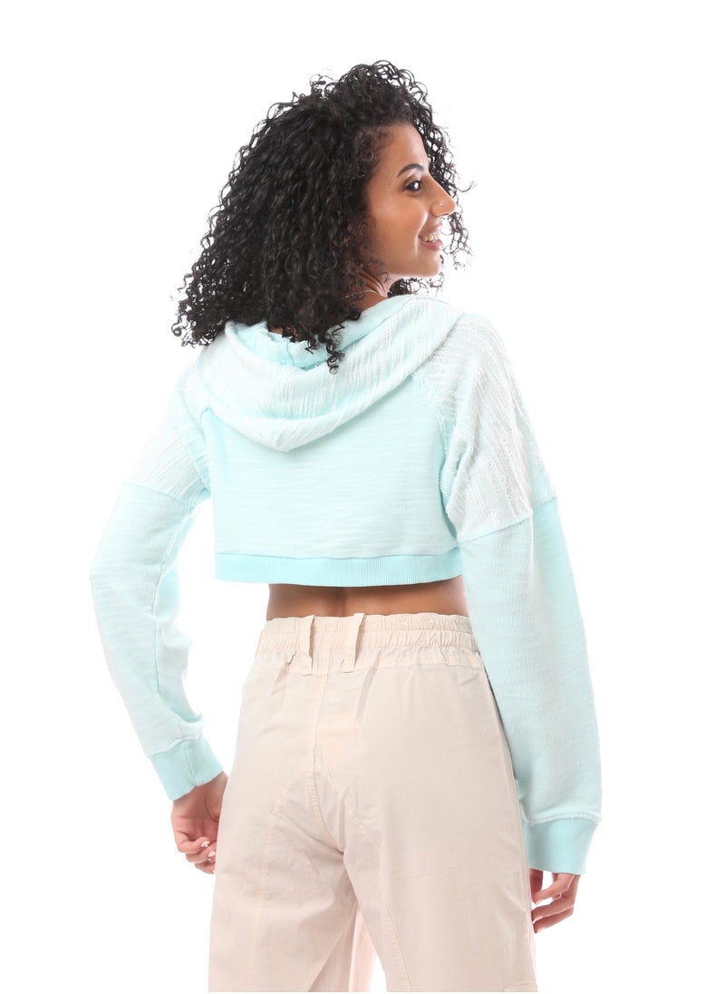 MERCH Cropped Hooded Long Sleeved Knit Jumper-Mint  - Image 3
