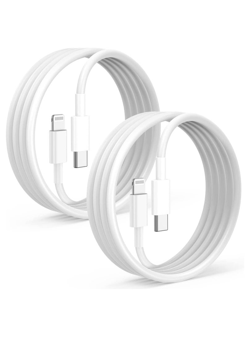 فلوينغ 2 حزمة من كابلات الشحن السريع لأجهزة iPhone 14/13/12 بطول 1 متر [معتمد من Apple MFi]، كابل USB Type C إلى Lightning بطول 6 أقدام، سلك شحن Apple iPhone لأجهزة iPhone 14 13 12 Pro XR XS Plus - Image 1