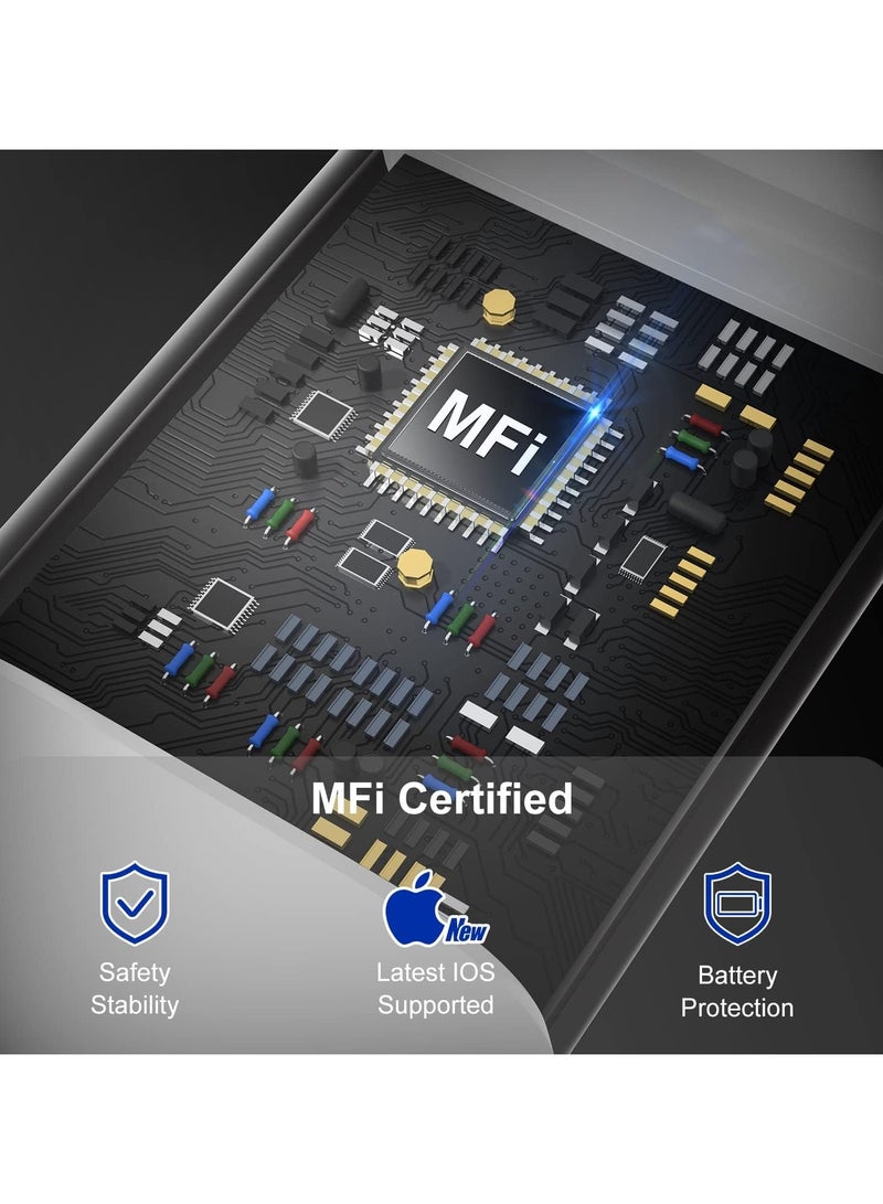 فلوينغ 2 حزمة من كابلات الشحن السريع لأجهزة iPhone 14/13/12 بطول 1 متر [معتمد من Apple MFi]، كابل USB Type C إلى Lightning بطول 6 أقدام، سلك شحن Apple iPhone لأجهزة iPhone 14 13 12 Pro XR XS Plus - Image 3