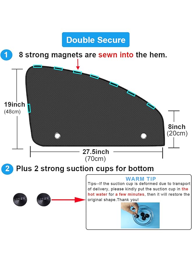 Car Window Shades Magnetic 2Pcs Universal Car Window Screens Mesh Side Window Sun Shade Automotive Window Sunshades For Driver Passenger (Semi Transparent Front Seat 2Pcs ) - Image 2