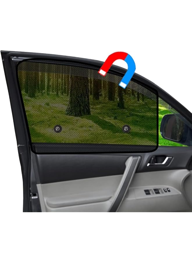 Car Window Shades Magnetic 2Pcs Universal Car Window Screens Mesh Side Window Sun Shade Automotive Window Sunshades For Driver Passenger (Semi Transparent Front Seat 2Pcs ) - Image 1