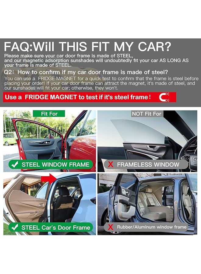 Car Window Shades Magnetic 2Pcs Universal Car Window Screens Mesh Side Window Sun Shade Automotive Window Sunshades For Driver Passenger (Semi Transparent Front Seat 2Pcs ) - Image 4