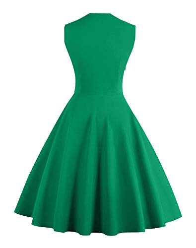 KILLREAL Women's Rockabilly A-Line Polka Dot Print Cocktail Vintage 50s Style Party Dress Green XXX-Large - Image 2