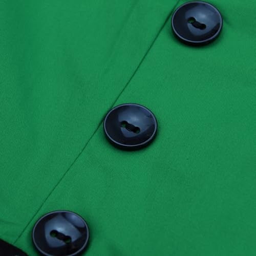 KILLREAL Women's Rockabilly A-Line Polka Dot Print Cocktail Vintage 50s Style Party Dress Green XXX-Large - Image 4