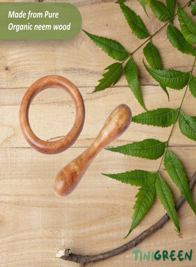 TINIGREEN Wooden Ring Dumbbell Shaped Teethers | Hand-Crafted with Organic Neem Wood That Helps Boost Immunity | Pack of 2 - Image 3