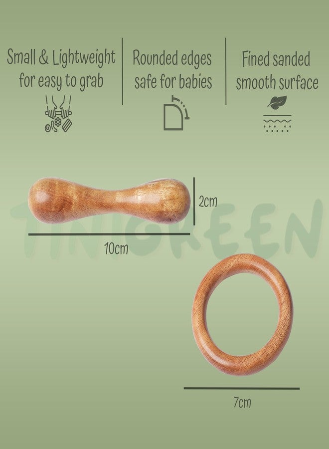 TINIGREEN Wooden Ring Dumbbell Shaped Teethers | Hand-Crafted with Organic Neem Wood That Helps Boost Immunity | Pack of 2 - Image 2