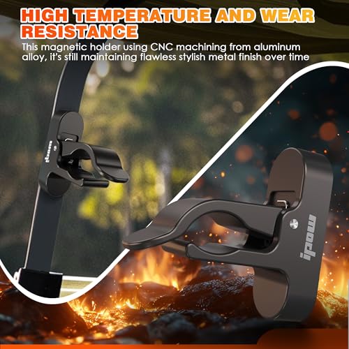 IPOW Magnetic Golf Holder Clip for Golf Cart, Universal Clip Mount with Stick-On Metal Pads Fit 70 Rings, Glossy Aluminum Alloy Stand Clip, Golf Carts, Boat, Fishing Rods, Golf Clubs Accessories - Image 4