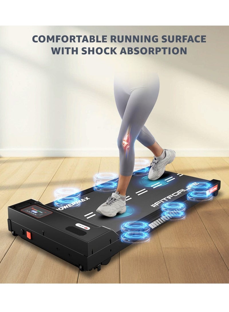 Powermax Fitness Walkpad (3Hp Peak) Compact Motorized Treadmill For Home-Office Use With Remote Control, Max User 110Kg, Top Speed 10Km/H, 1000X400Mm Running Deck, Led Display, Ipad & Mobile Holder - Image 5