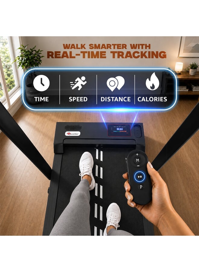 Powermax Fitness Walkpad (3Hp Peak) Compact Motorized Treadmill For Home-Office Use With Remote Control, Max User 110Kg, Top Speed 10Km/H, 1000X400Mm Running Deck, Led Display, Ipad & Mobile Holder - Image 3