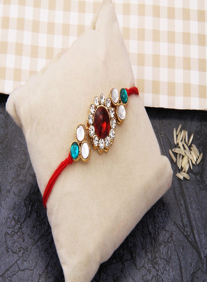 BANDHAN Silver Designer and Fancy Rakhi, Diamond, Pearl and non Precious Metal Made Rakhi | Rakhi for Brother - Image 2