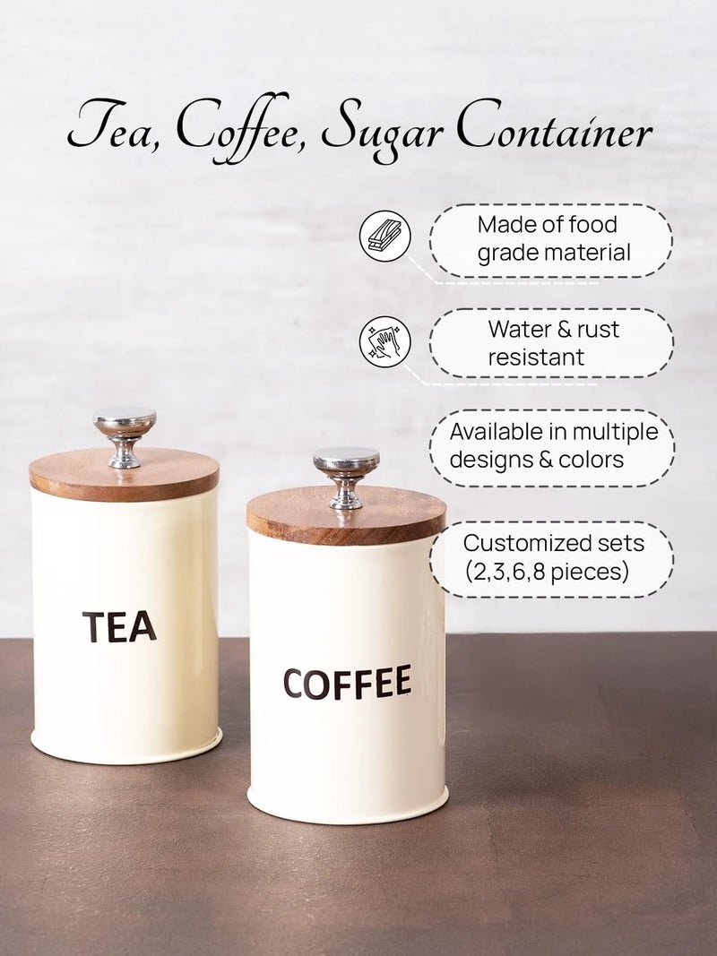 nestroots Tea Coffee Sugar Containers Set Of 3 | Dry Fruits Kitchen Container Set | Air Tight Containers For Kitchen Storage Set (White, Tin) - 1100 Ml - Image 4