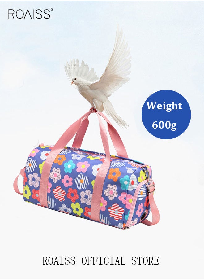 roaiss الاتجاه الجديد حقيبة السفر القماش الخشن نمط الأزهار الرياضة رياضة حمل حقيبة الكتف Crossbody حقيبة بين عشية وضحاها للنساء الرجال عطلة نهاية الأسبوع حقيبة تسليم العمل  - Image 3
