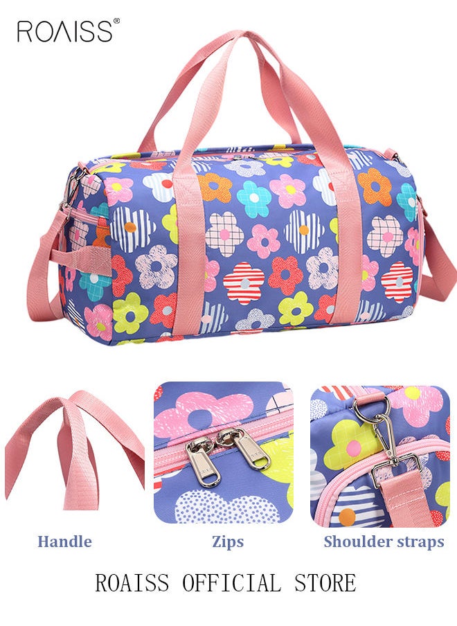 roaiss الاتجاه الجديد حقيبة السفر القماش الخشن نمط الأزهار الرياضة رياضة حمل حقيبة الكتف Crossbody حقيبة بين عشية وضحاها للنساء الرجال عطلة نهاية الأسبوع حقيبة تسليم العمل  - Image 4