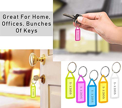 GoodWill Tech Plastic Multicolor Assorted Keychain with Two Side Id Label and Split Ring for Office, Home Key, Hotel, Drawers Keyring (Pack of 2, 100 Pcs) - Image 4